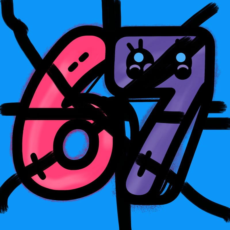 the numbers 67