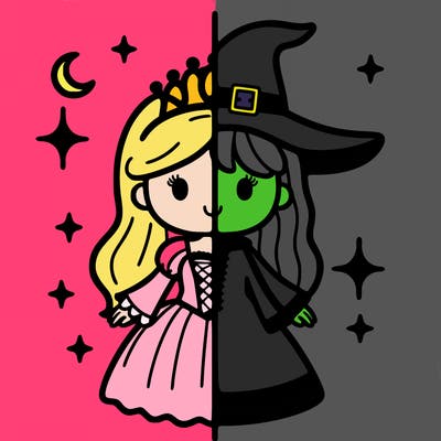 split princess and witch