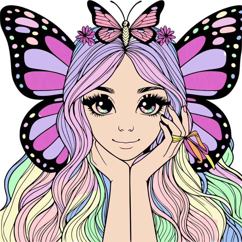 butterfly realistic girl