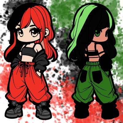 girl in crop top and baggy pants