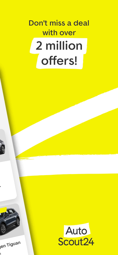 Interfaz de la aplicación AutoScout24 con más de 2 millones de ofertas de coches