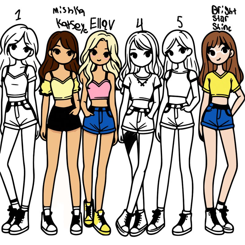a group of girls wearing crop tops and shorts