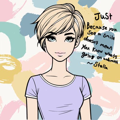 a realistic teen girl with a pixie haircut