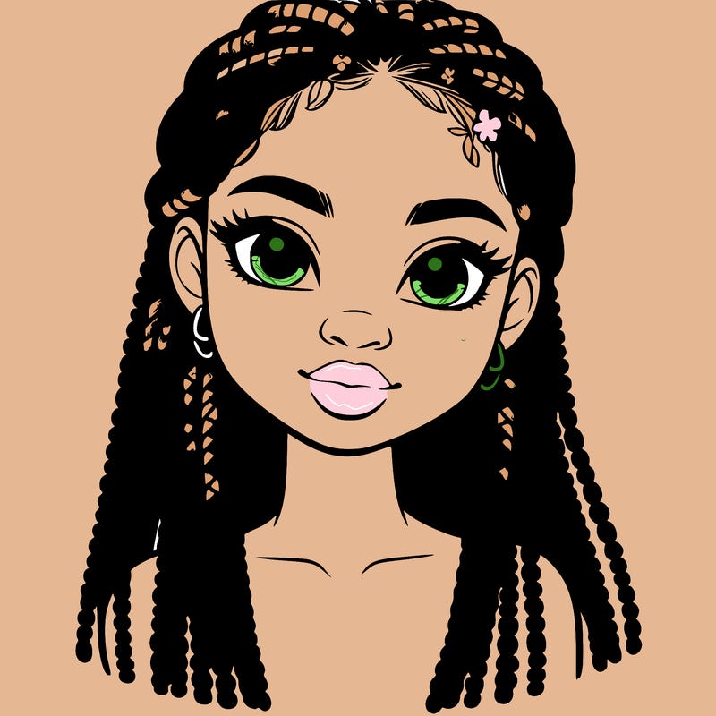 a realistic black girl with braids
