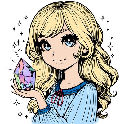 realistic girl with a mystical crystal