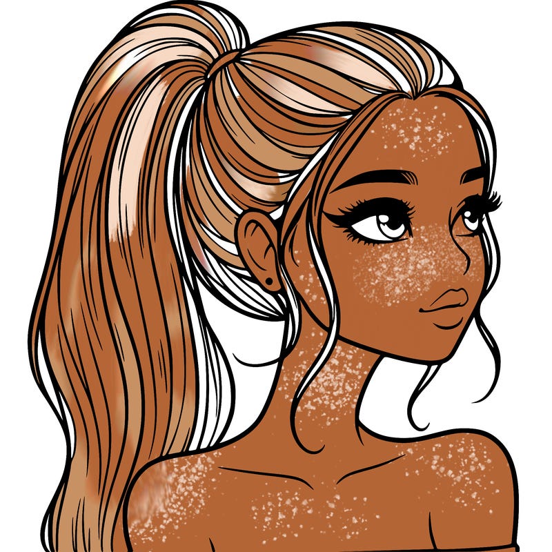 a beautiful and realistic girl with a high pony tail