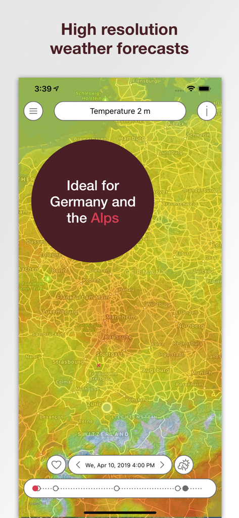 Pflotsh SuperHD - High resolution weather forecast map for Germany and the Alps on the Pflotsh SuperHD mobile app