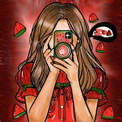 a realistic girl holding her phone taking pictures