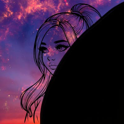 realistic girl with a high ponytail