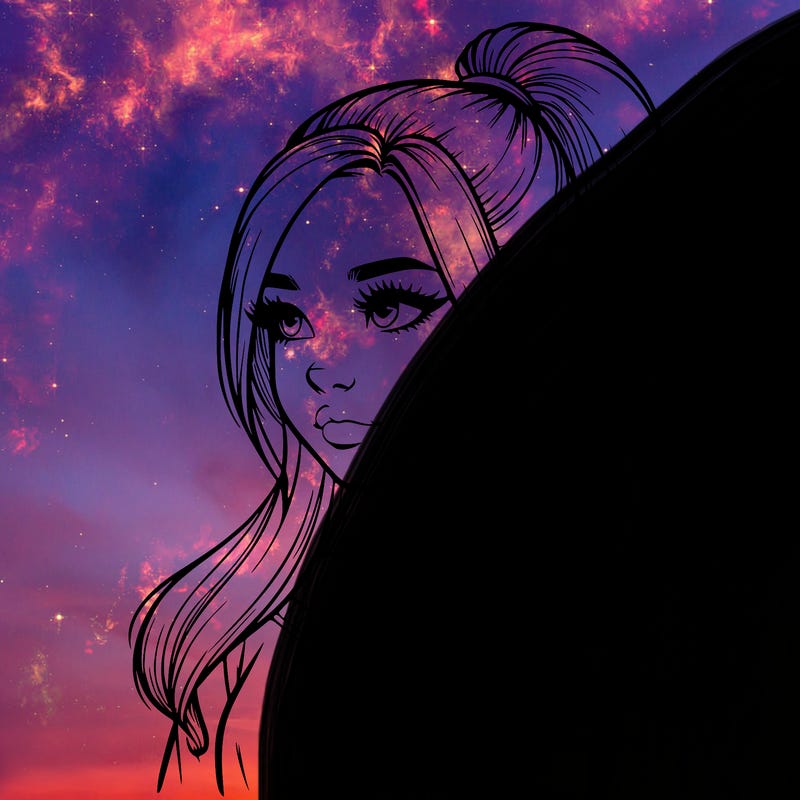 realistic girl with a high ponytail