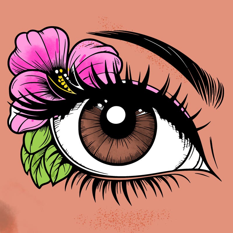 realistic eye with flower
