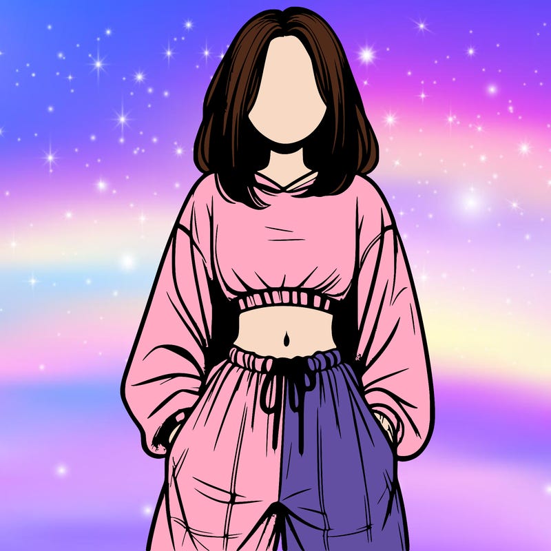 realistic girl faceless with baggy pants and a crop top