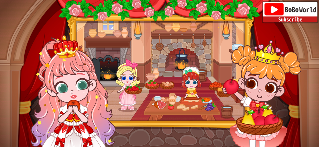 BoBo World Castle - Animated characters preparing food in a castle kitchen