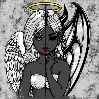 realistic angel half demon