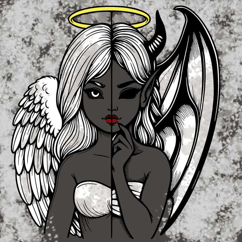 realistic angel half demon