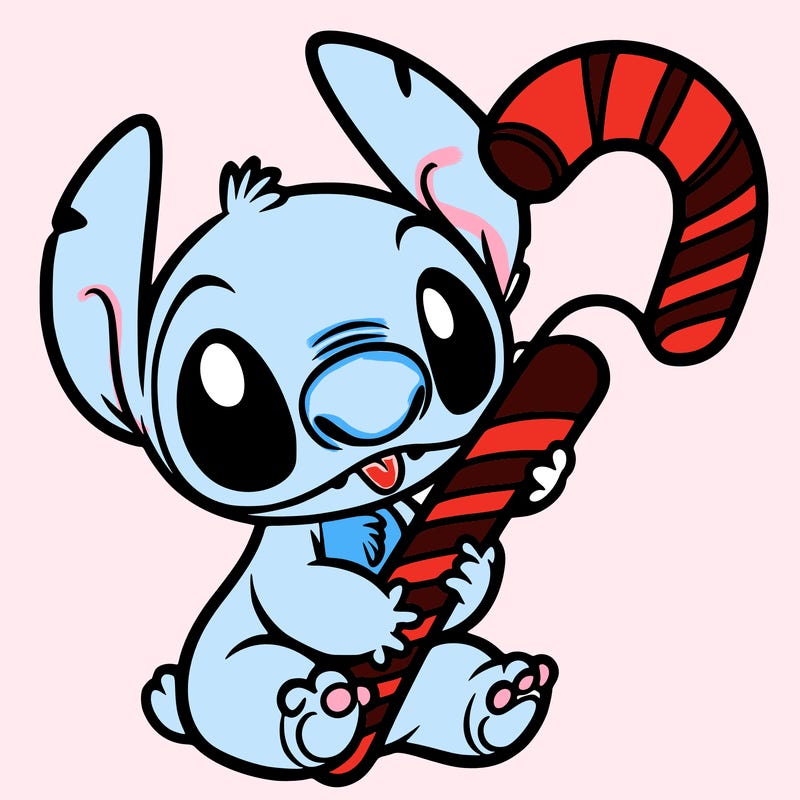 stich with a candy cane