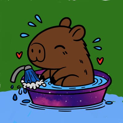 capybara taking a bath
