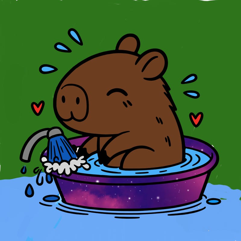 capybara taking a bath