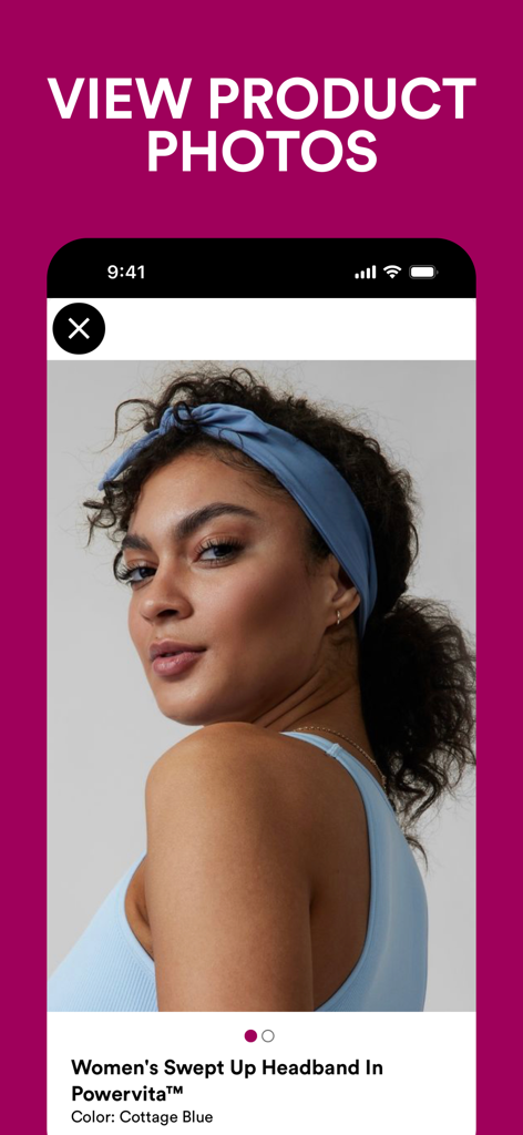 SIMON: Malls, Mills & Outlets - Tela de detalhes do produto mostrando uma faixa de cabeça azul no aplicativo Simon Malls