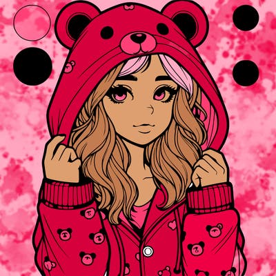 realistic girl in a animal pjs hoodie