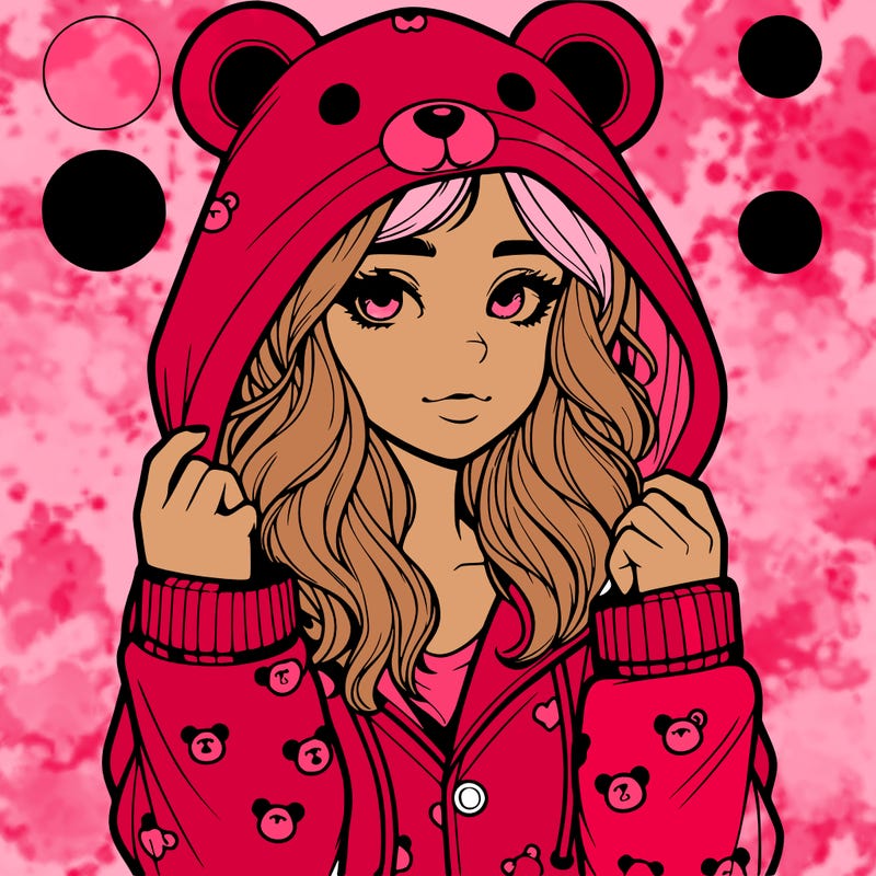 realistic girl in a animal pjs hoodie