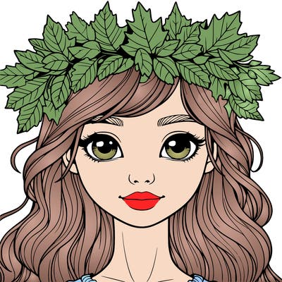 realistic girl with fall leaf crown