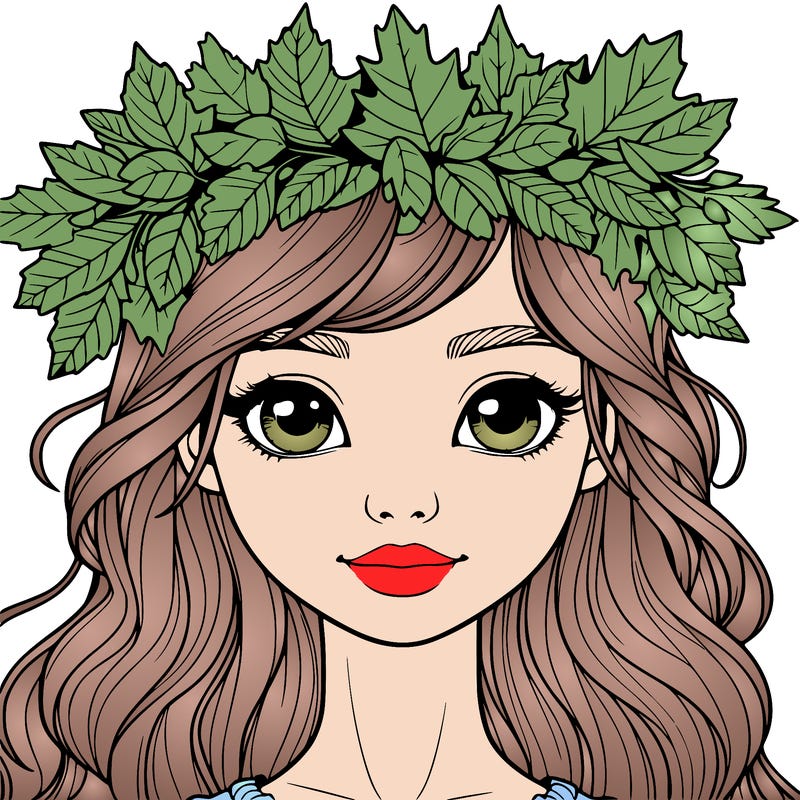 realistic girl with fall leaf crown