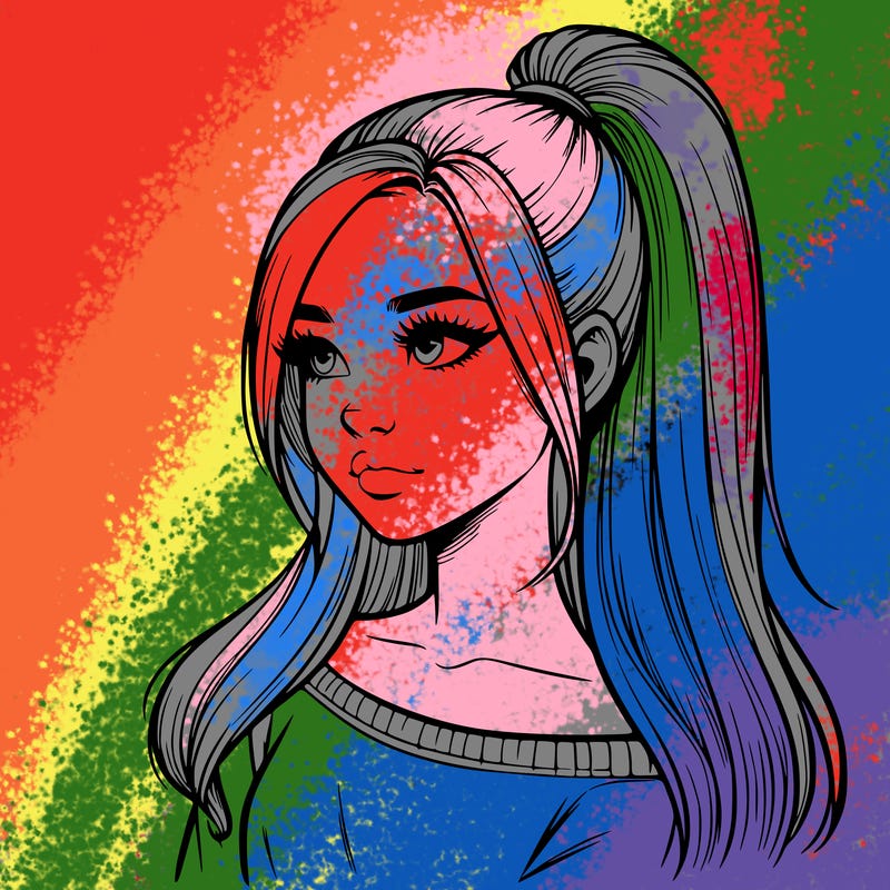 realistic girl with a high ponytail