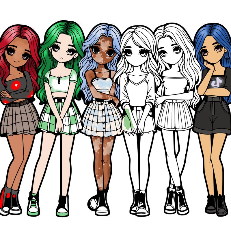 a group of girls realistic