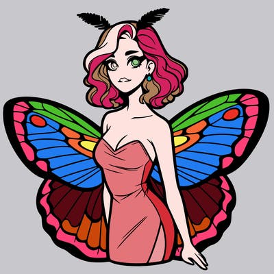 woman with moth wings