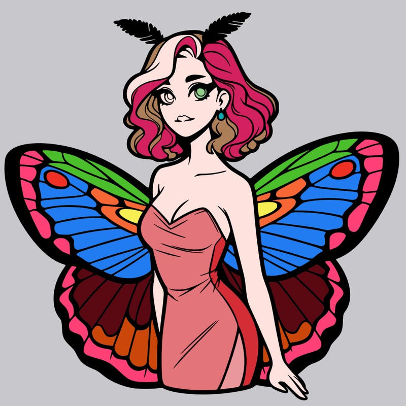 woman with moth wings