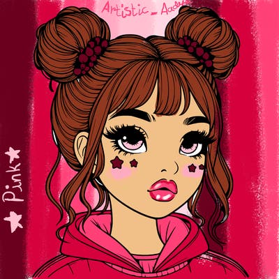 realistic girl with space buns