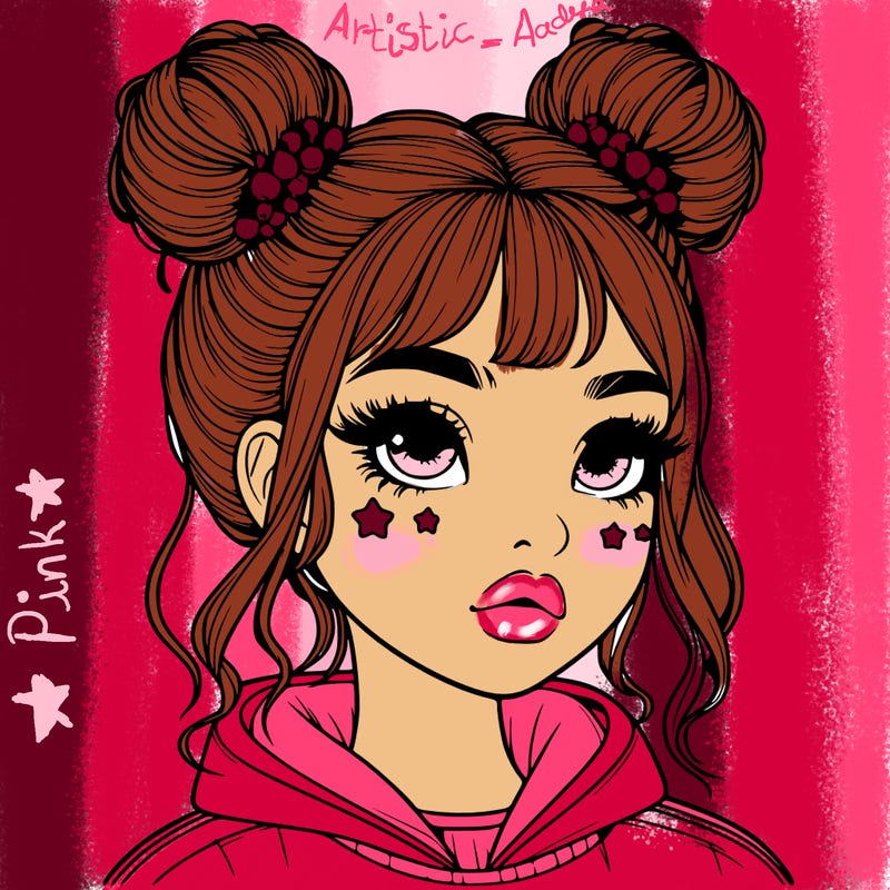 realistic girl with space buns
