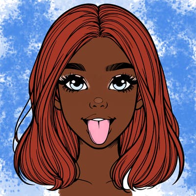 realistic girl with her tongue out