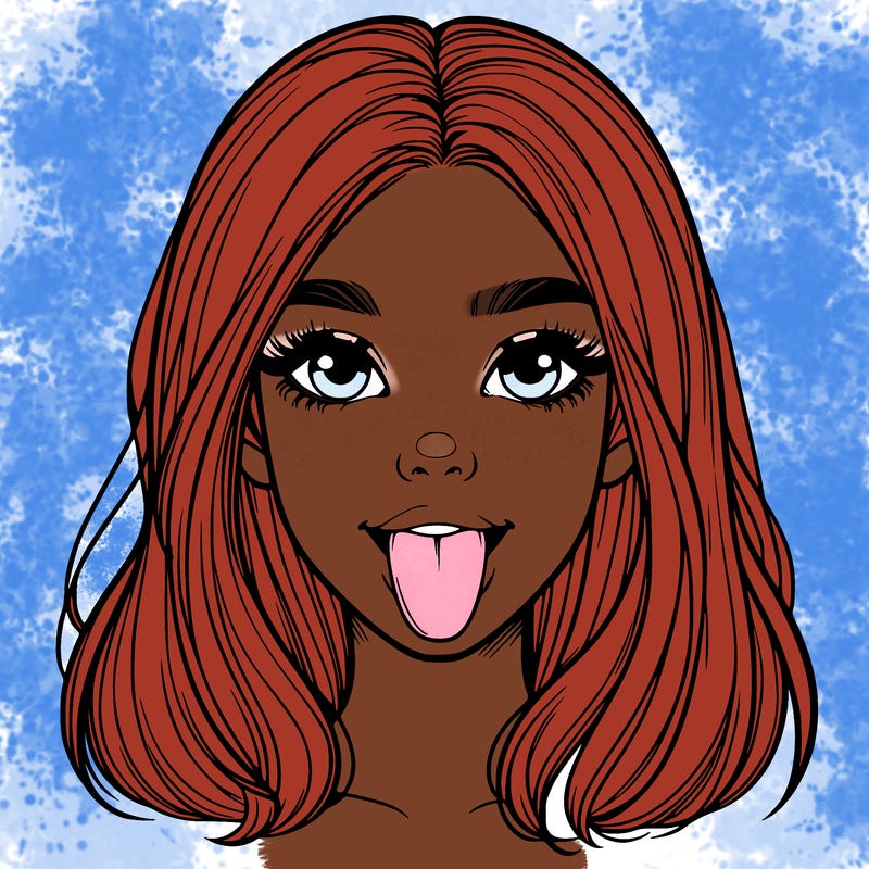 realistic girl with her tongue out