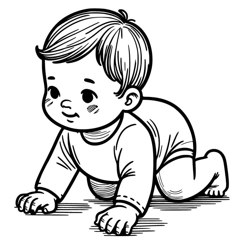 newborn baby crawling