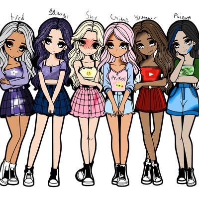 a group of girls realistic