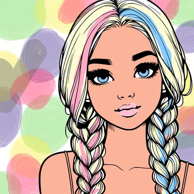 realistic girl with braids