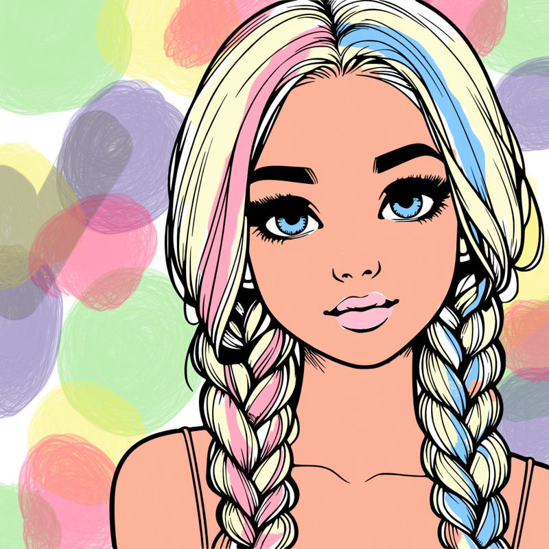 realistic girl with braids