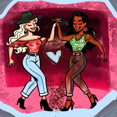 2 women dancing salsa