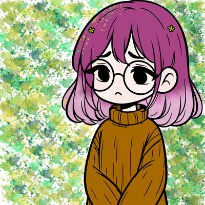 sad girl with glasses in a sweater