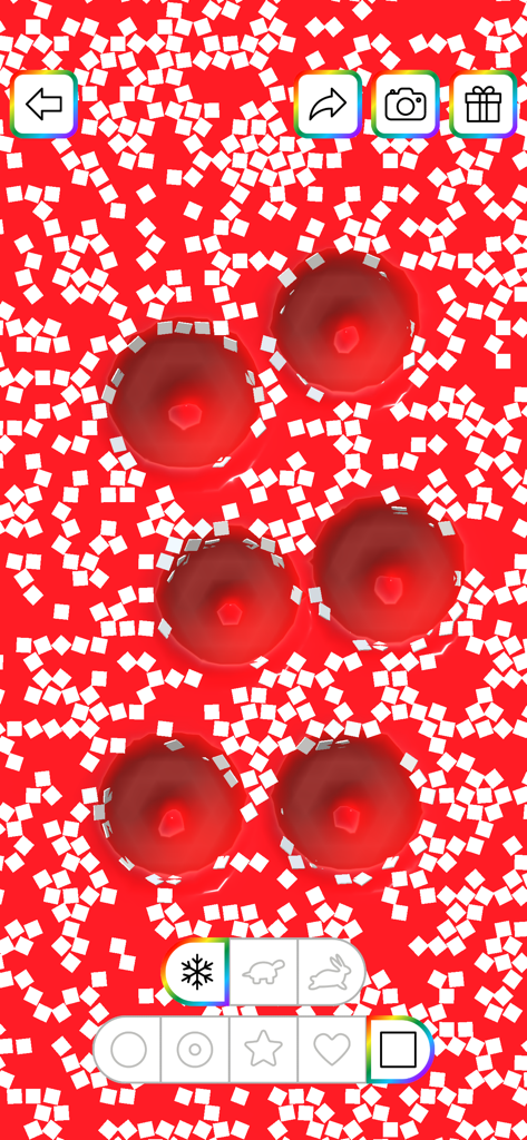 Virtual Slime - Slime virtual rojo con brillantina blanca en forma de cuadrado y marcas de presión táctiles.