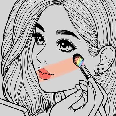 a realistic girl doing her makeup