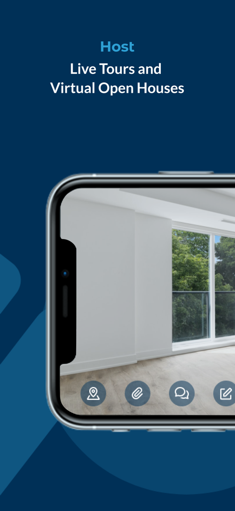 Realync Video Leasing - Interfaccia dell'app Realync per ospitare tour immobiliari dal vivo e open house virtuali