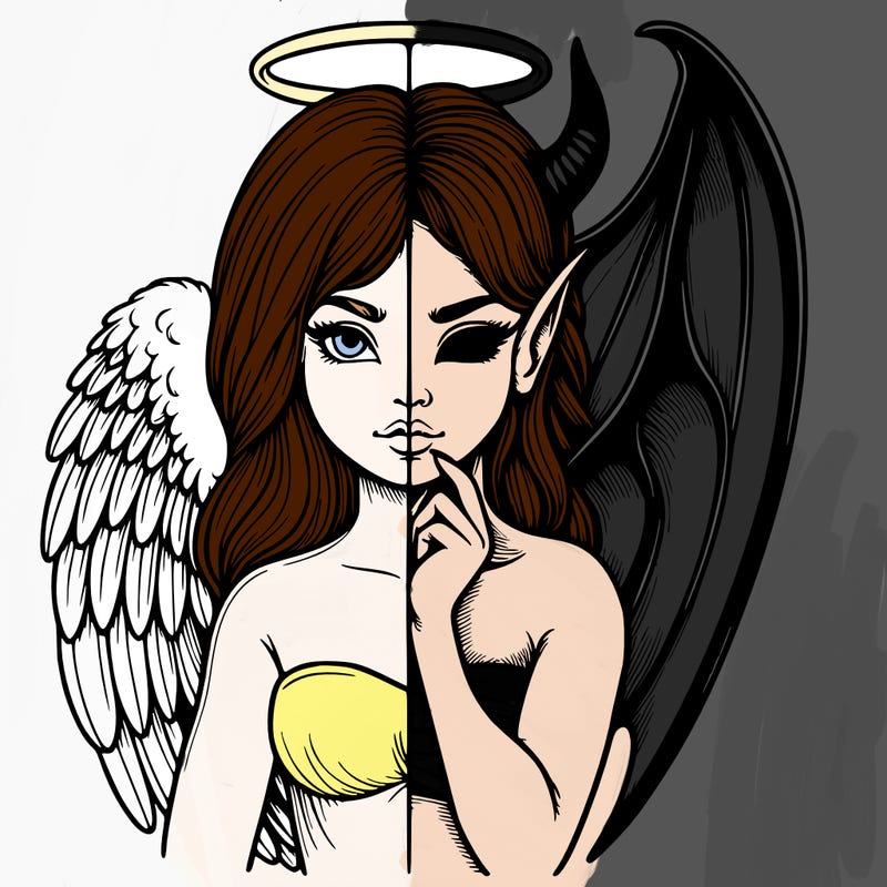 realistic angel half demon