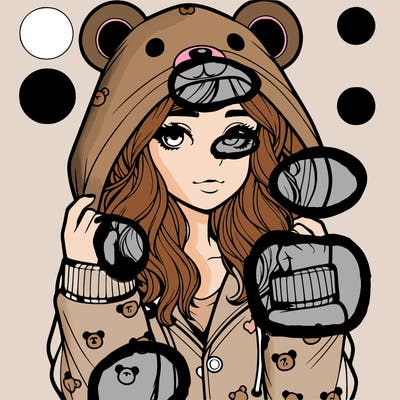 realistic girl in a animal pjs hoodie