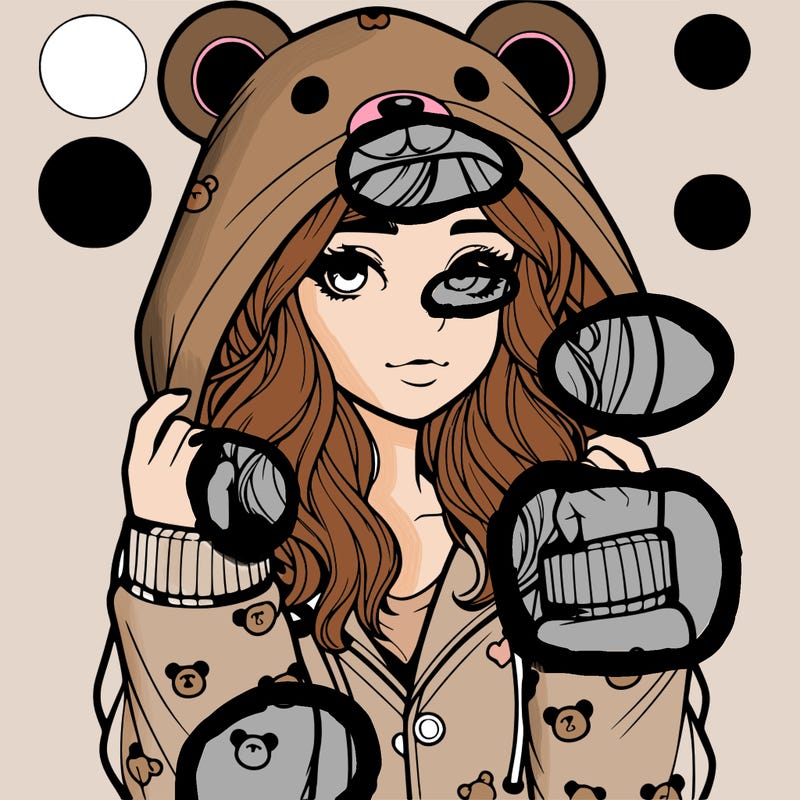 realistic girl in a animal pjs hoodie