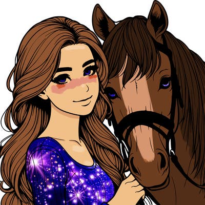 realistic girl with horse
