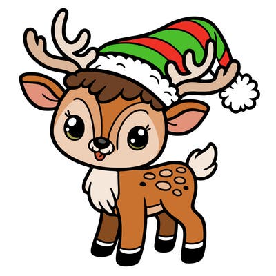 christmas reindeer with santa hat
