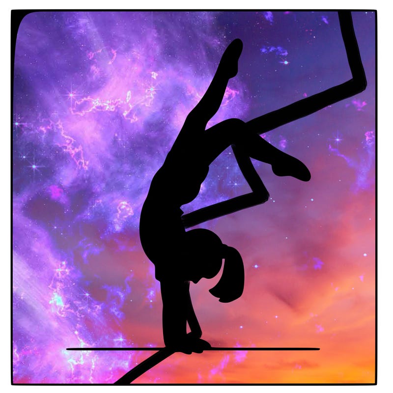 gymnastics doing a handstand also a girl